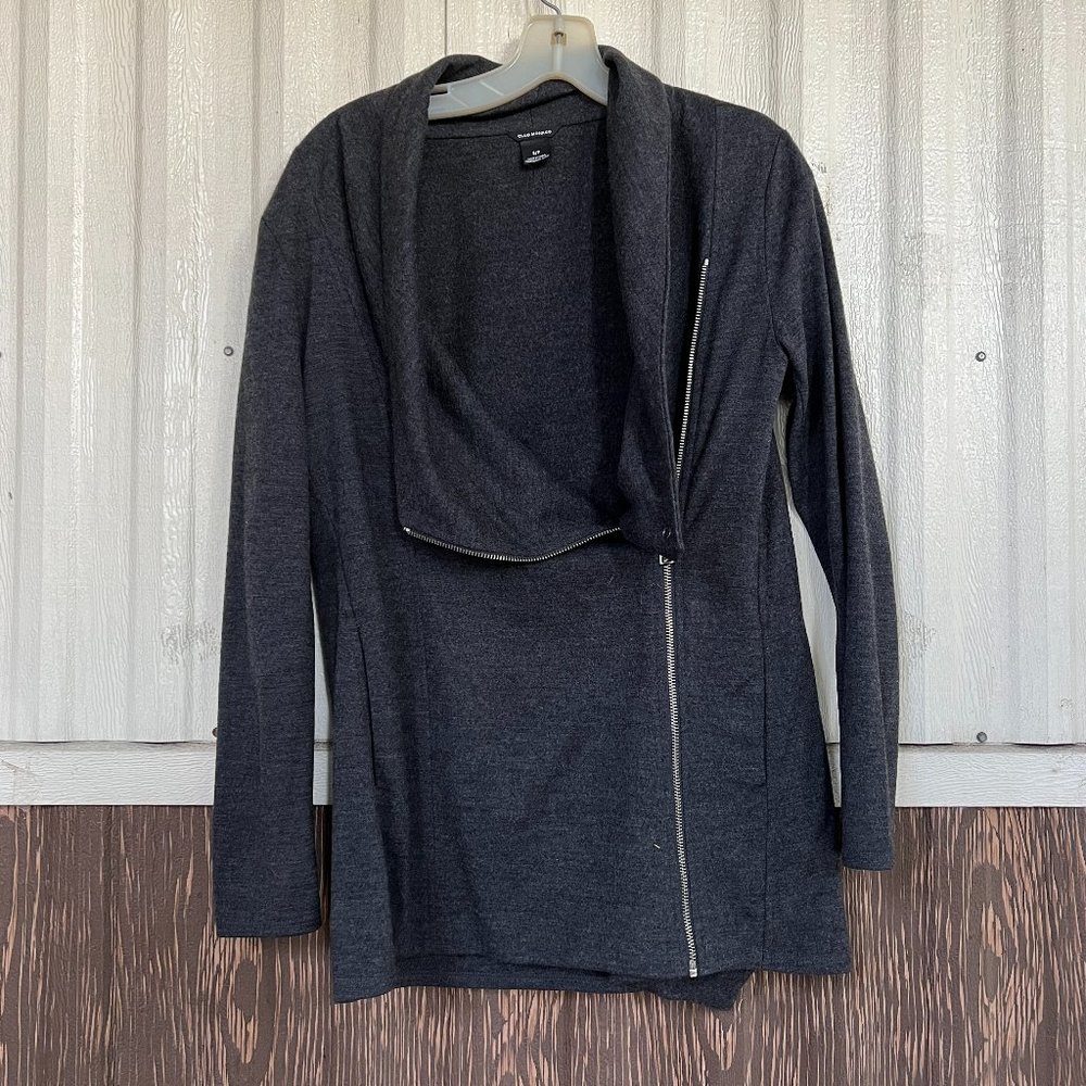 Club Monaco gray zip up jacket blazer size S 100% wool *flaw*